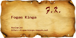 Fogas Kinga névjegykártya